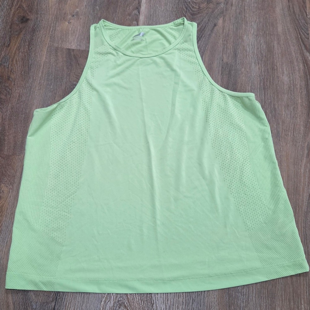 Avia Womens Lime Green Perforated Mesh Activewear Tank Top L 12-14 Sleeveless